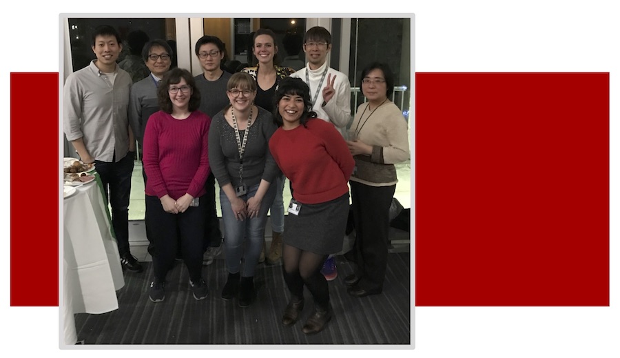 Image of lab members at holiday party 2019