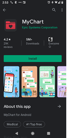 MyChart app in Google Play store | Aplicación MyChart en Google Play Store