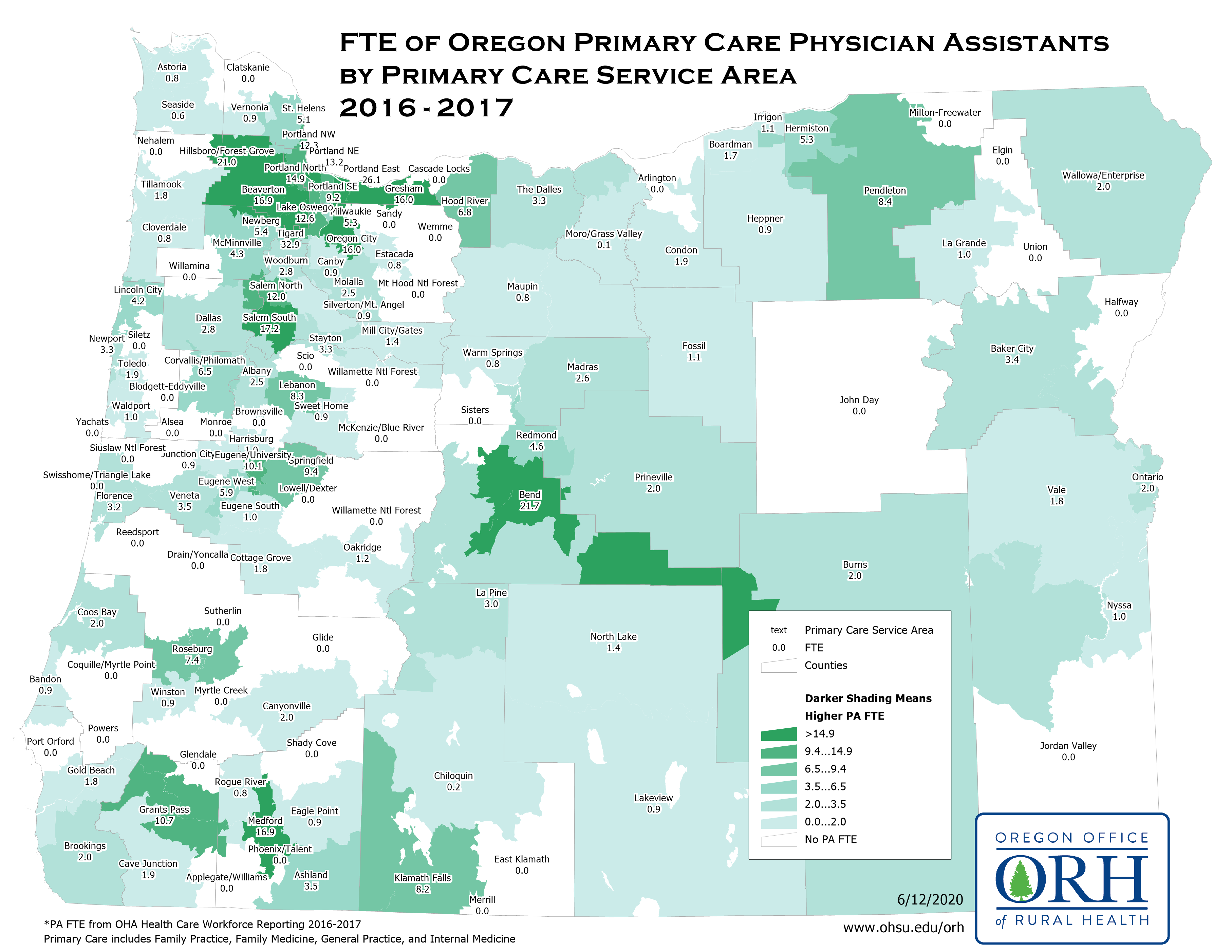 Physician Assistants by Service Area