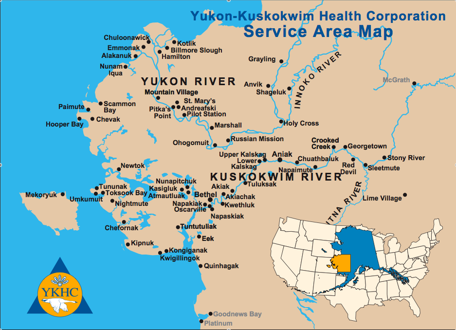 Yukon-Kuskokwim Delta map of southwestern Alaska