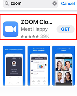 Download Zoom from App store