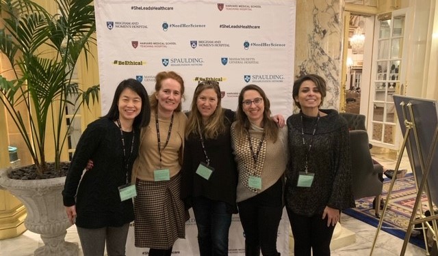 Leadership Skills for Women in Healthcare Conference, Boston, MA, November 2019. 5 female faculty radiologists attended. Left to right is Dr. Alice Fung, Dr. Cristina Fuss, Dr. Elena Korngold, Dr. Chara Rydzak, and Dr. Nadine Mallak.
