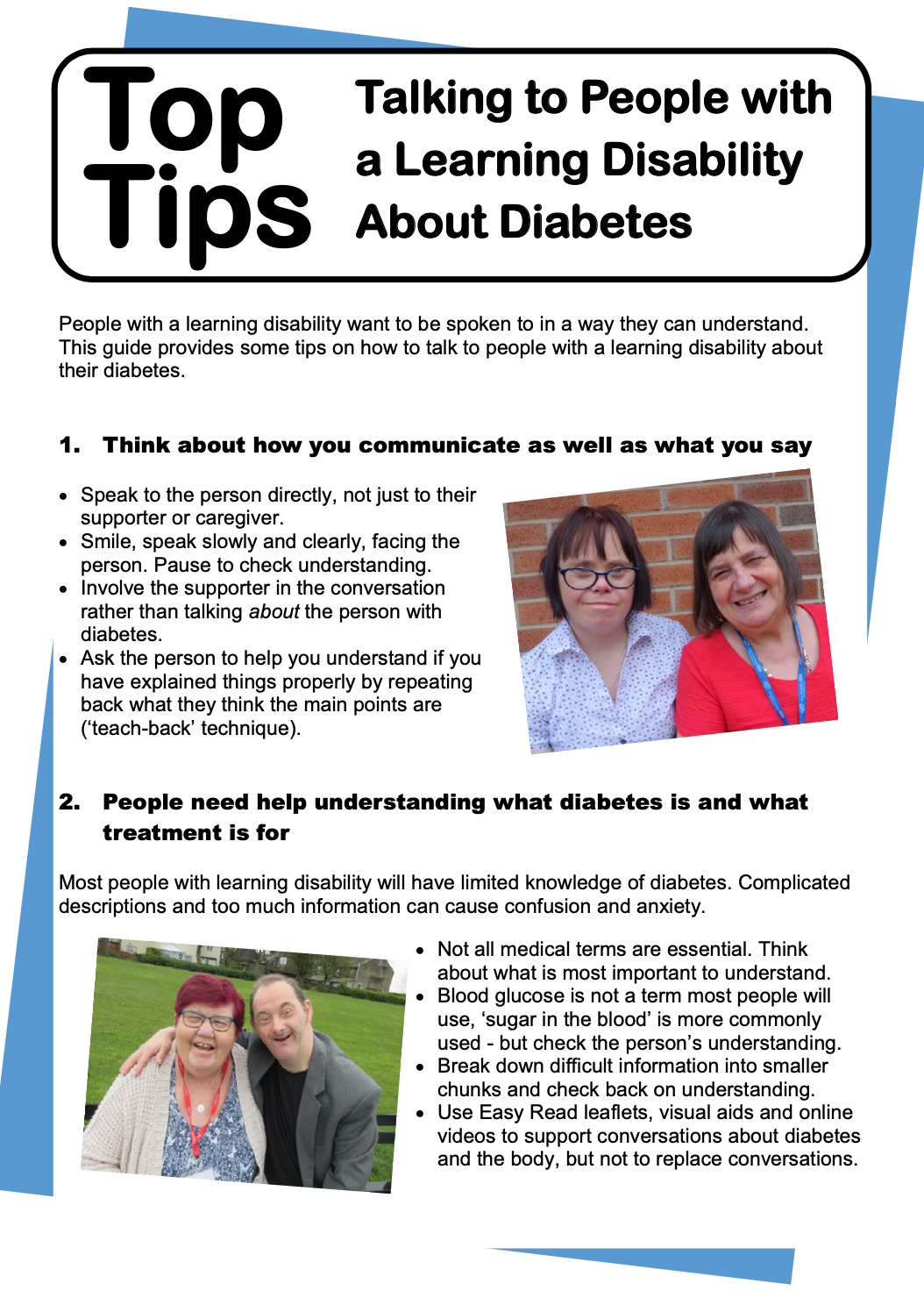 Talking to People with a Learning Disability about Diabetes