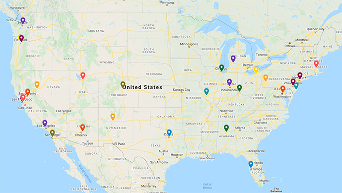 Map of fellowships of ortho residents