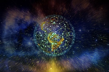 The earth depicted as a global connection of scientific networks