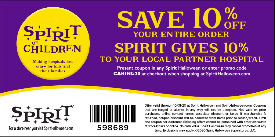 Save 10% off your entire order at Spirit Halloween 