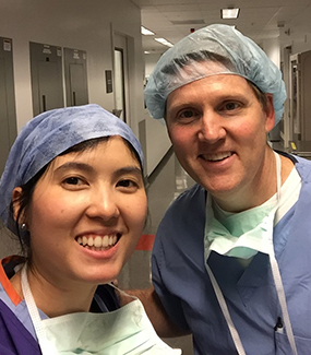 Dr. Monthira with cornea chief Dr. Chamberlain during her training at Casey