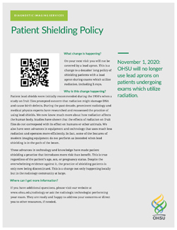 Image of a downloadable patient flyer Diagnostic Radiology and Imaging Services Patient Shielding Policy