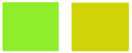 Green and yellow blocks of color to compare side by side.