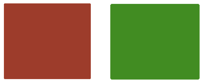 Red and green blocks of color to compare side by side.