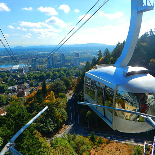 OHSU tram overlooking the Portland South Waterfront