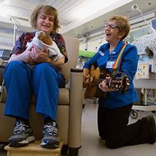 Photo of music therapy session in the NICU
