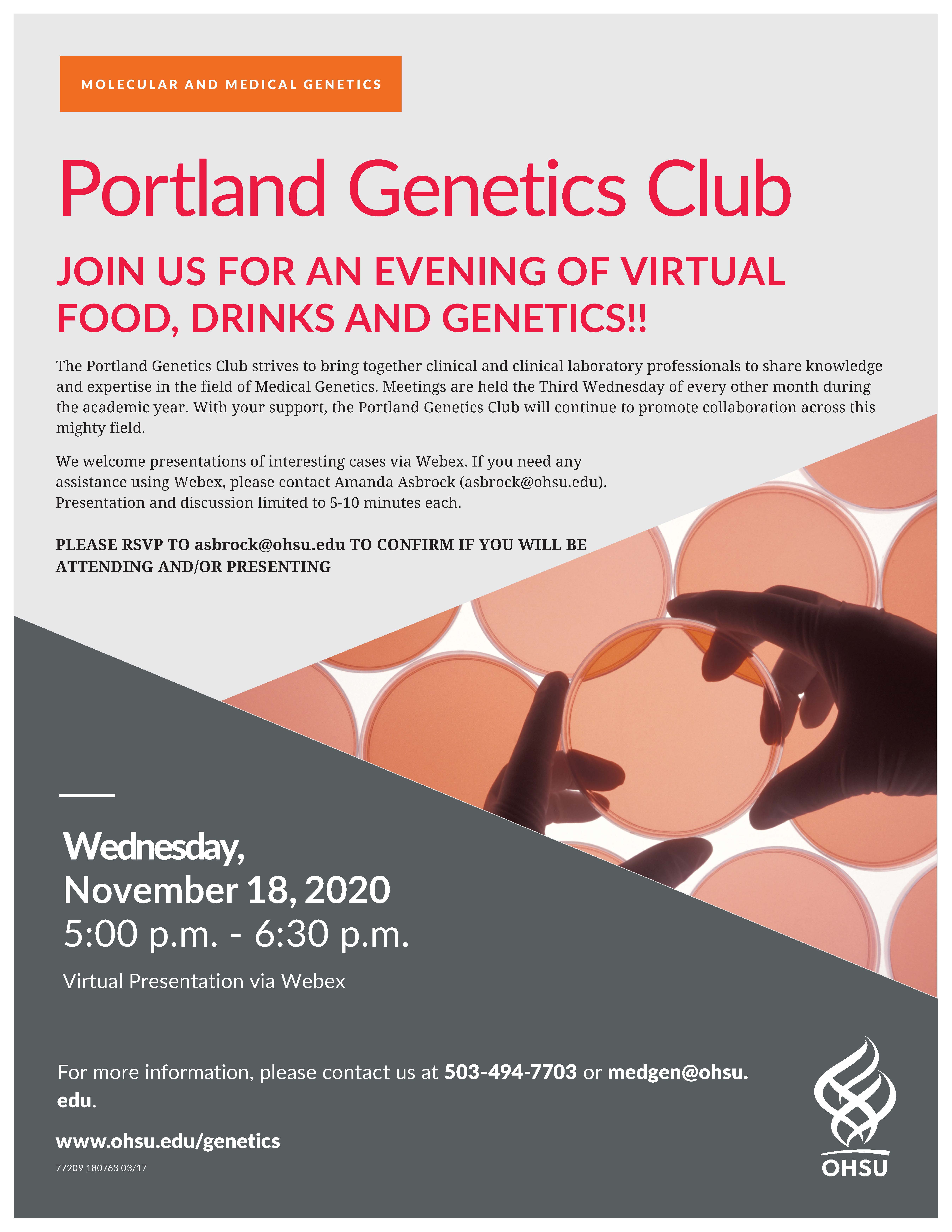 JOIN US FOR AN EVENING OF VIRTUAL FOOD, DRINKS AND GENETICS!!