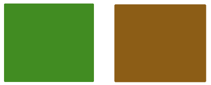 Green and brown blocks of color to compare side by side.