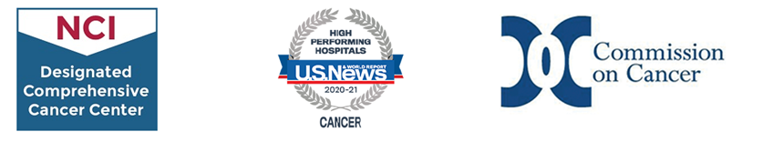National Cancer Institute, US News and Commission on Cancer logos