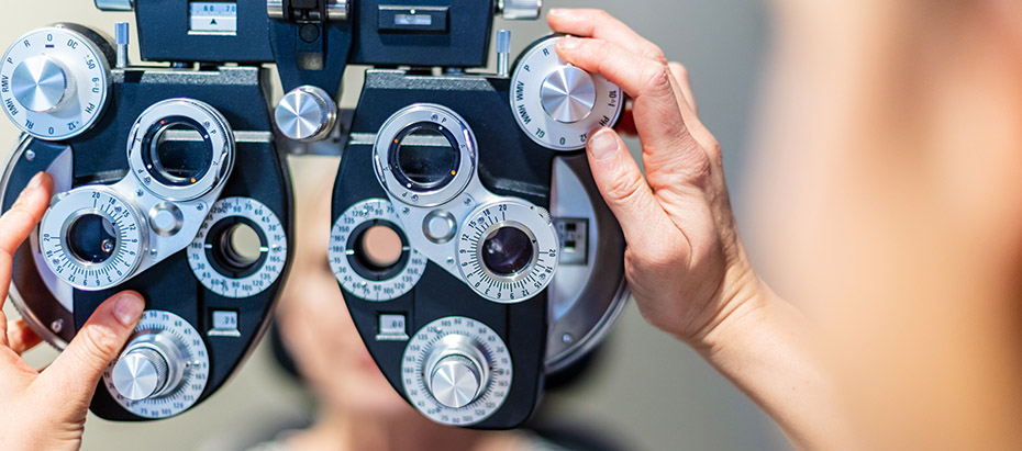 Stock photo of eye exam equipment