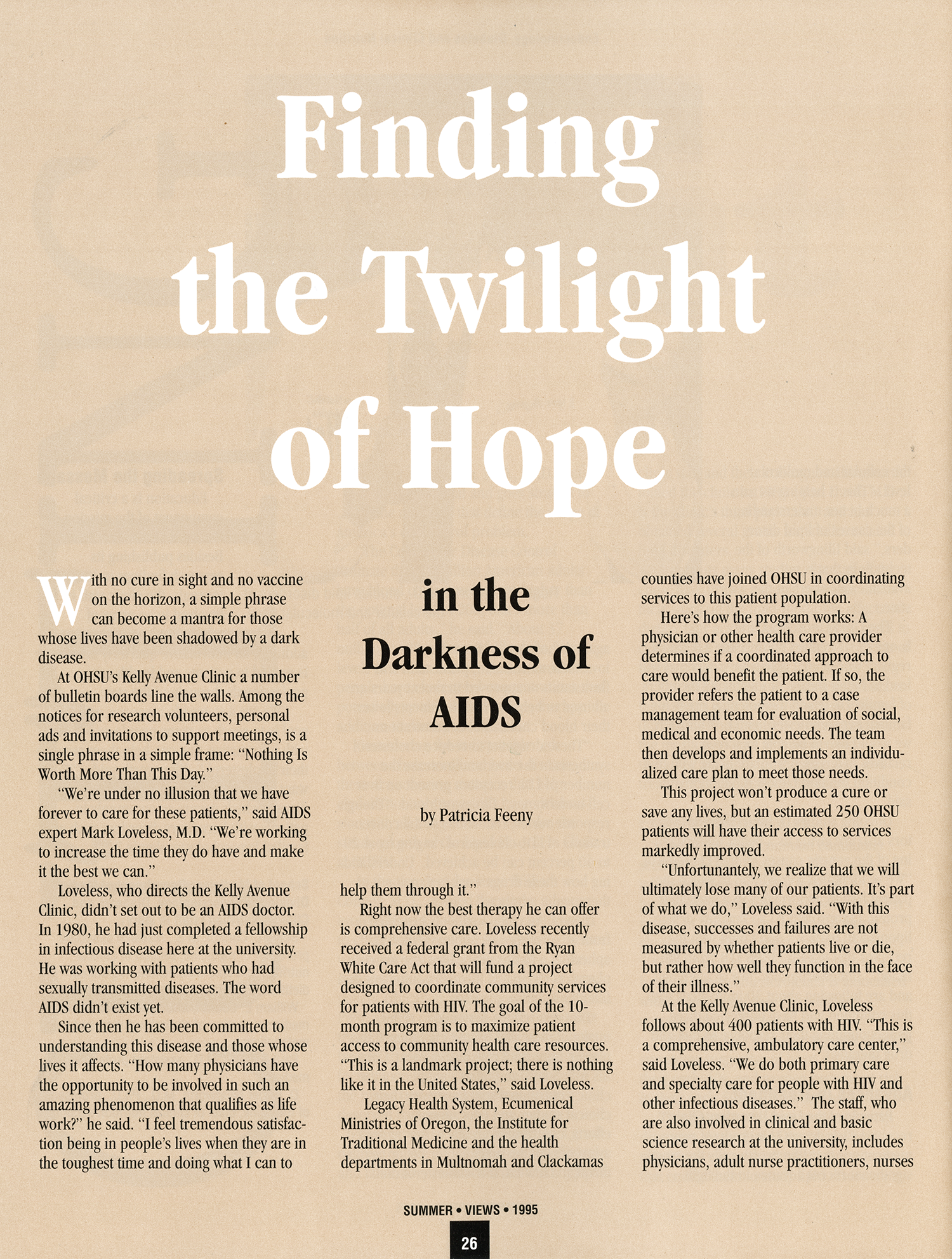 Article preview of "Finding the Twilight of Hope in the Darkness of AIDS"