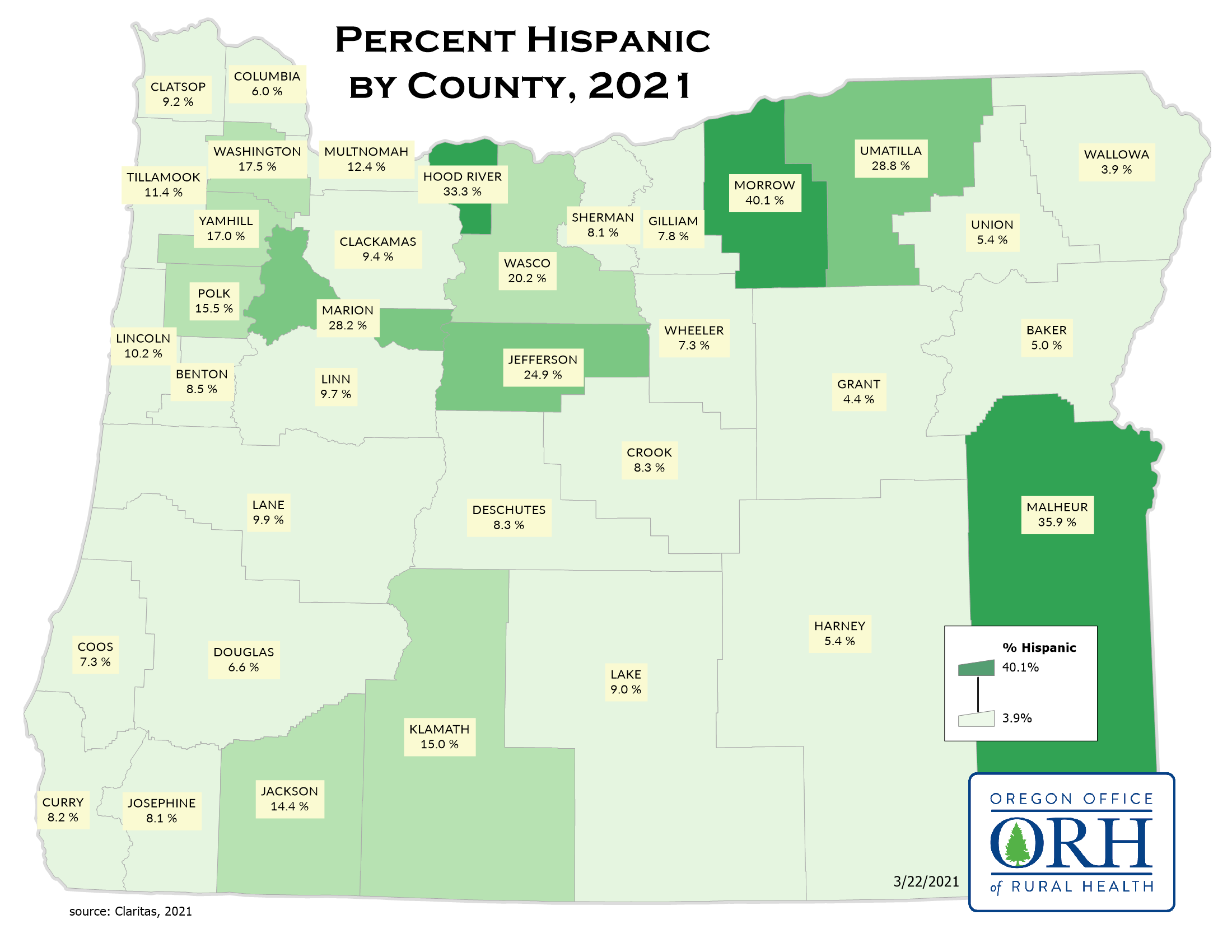 Hispanic by County Map