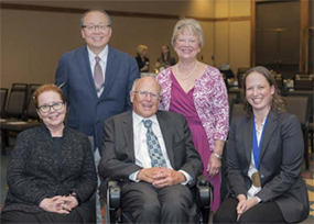 Pictured in back, left to right: Dr. Jung Yoo and Susan Hayhurst. Pictured in front: Provost Elena Andresen, MD, Dr. John Hayhurst, and Dr. Jacqueline Brady
