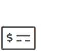 Icon of card with symobols indicating text on front next to dollar sign