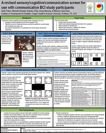 A preview image of a research posted titled "A revised sensory/cognitive/communication screen for use with communication BCI study participants."