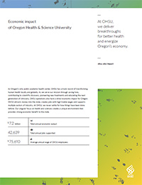 Front page cover of 2020 OHSU Economic Report Summary Report.