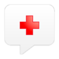 Red  medical cross inside of a white speech bubble representing common medical issues