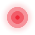 Stylized digital illustration of a radiating red dot, representing pain