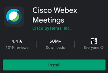 screenshot of cisco webex meetings app on the android app store