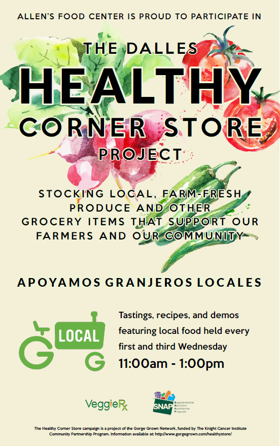 Gorge Grown Food Network poster promoting the Healthy Corner Stores project