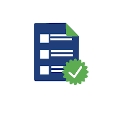 Icon of a task list on paper with a check mark overlayed in front 