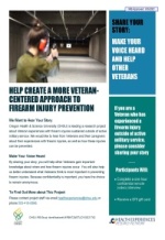 If you are a Veteran who has experienced a firearm injury outside of active military service, please consider sharing your story.