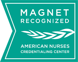 An American Nurses Credentialing Center badge that reads "Magnet Recognized."