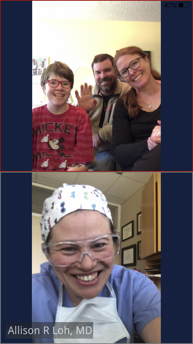 Dr. Allison Loh has a virtual visit with a patient and his family.