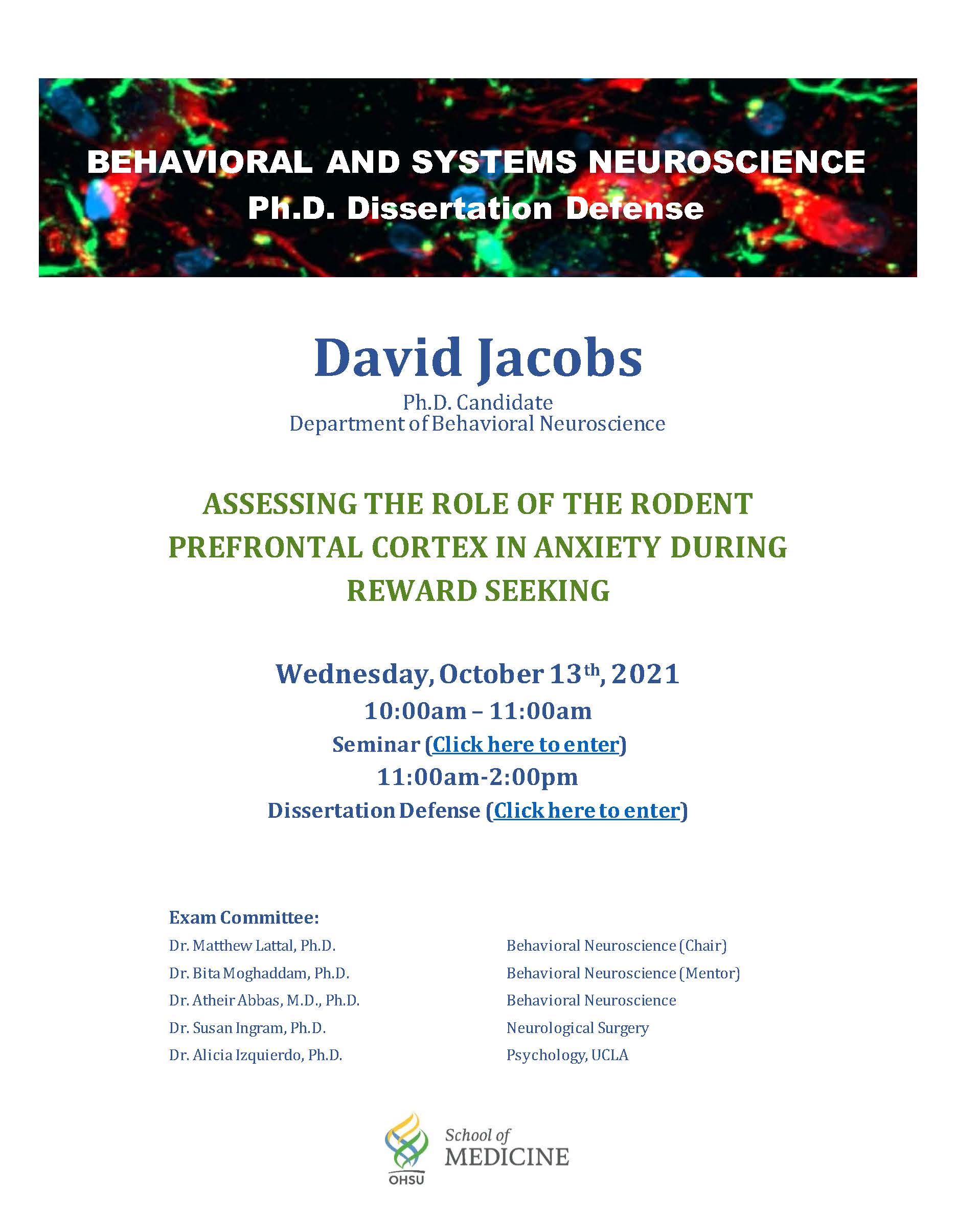 David Jacobs Ph.D. Dissertation Defense Flyer
