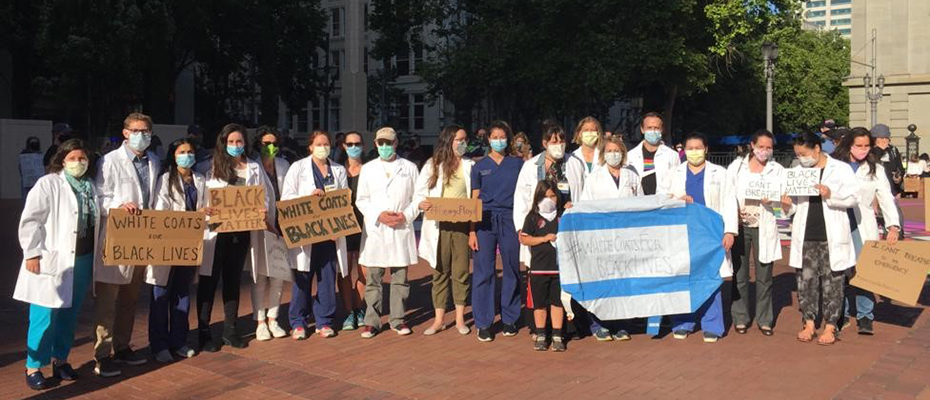 OHSU's OB/GYN Residents at the "White Coats for Black Lives" protest in downtown Portland on June 3, 2020.