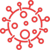 Transparent red corona virus icon.