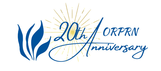 ORPRN 20th Anniversary logo with wheat and sunburst