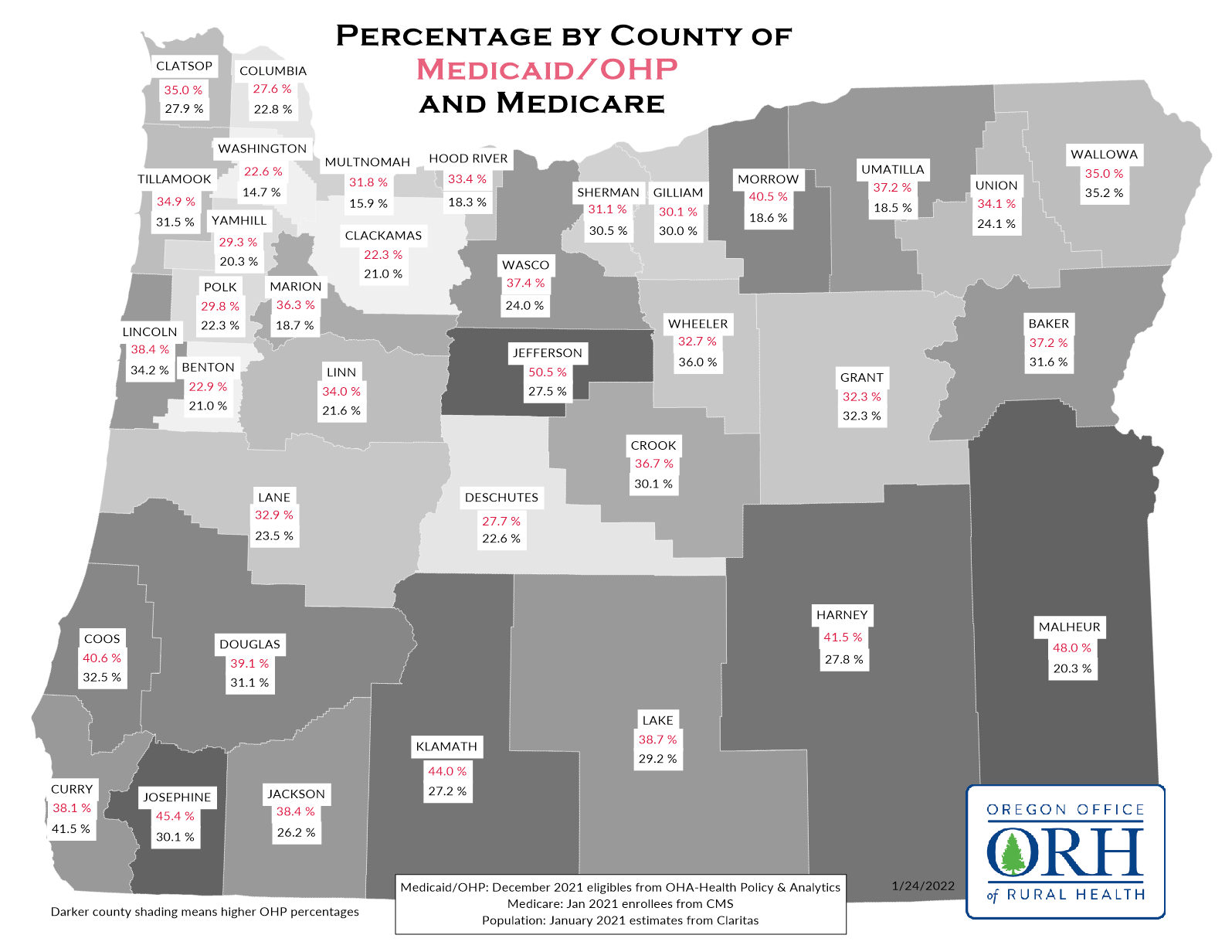Medicare and Medicaid by County Map