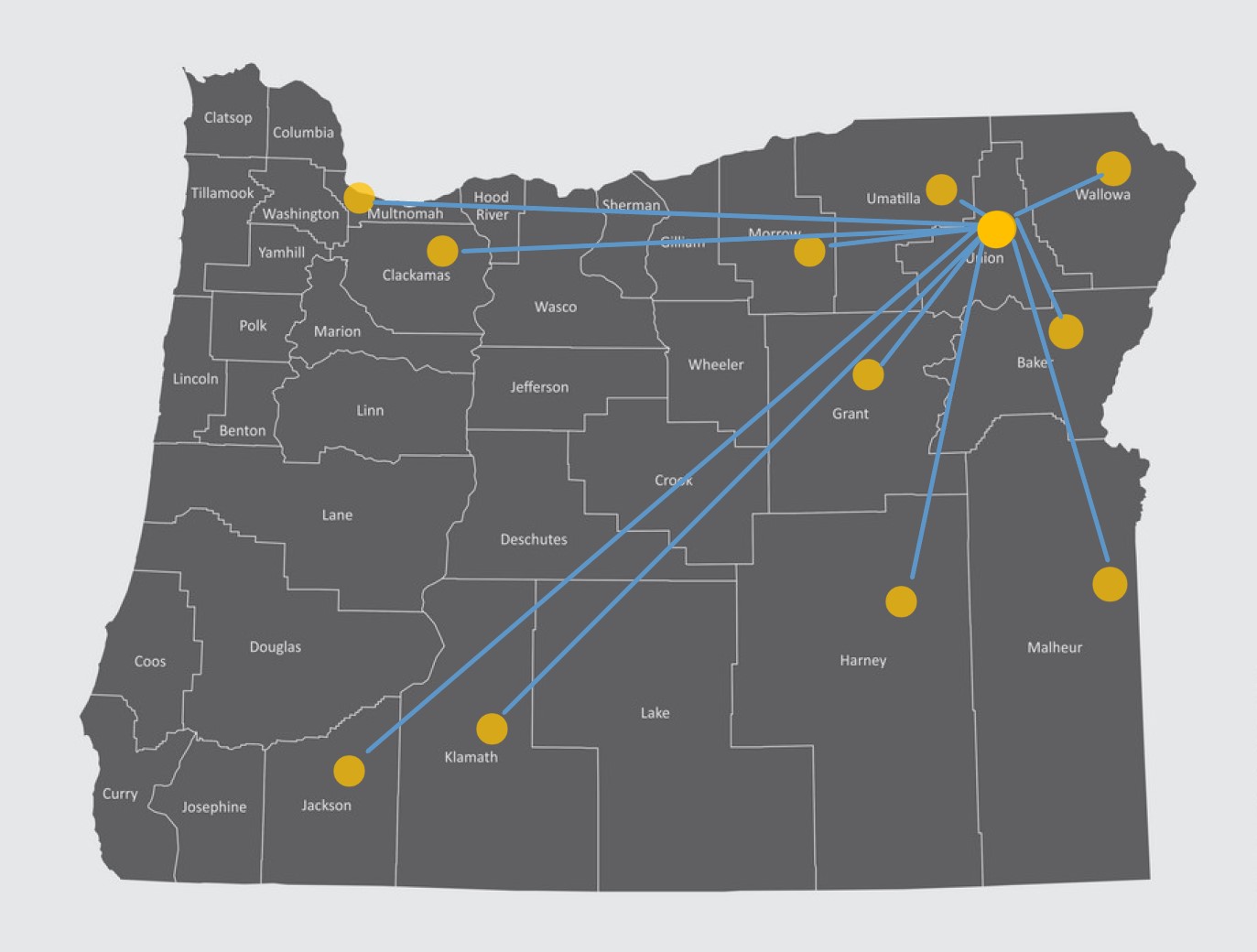 OPACT-Gray county map with yellow dots-2022