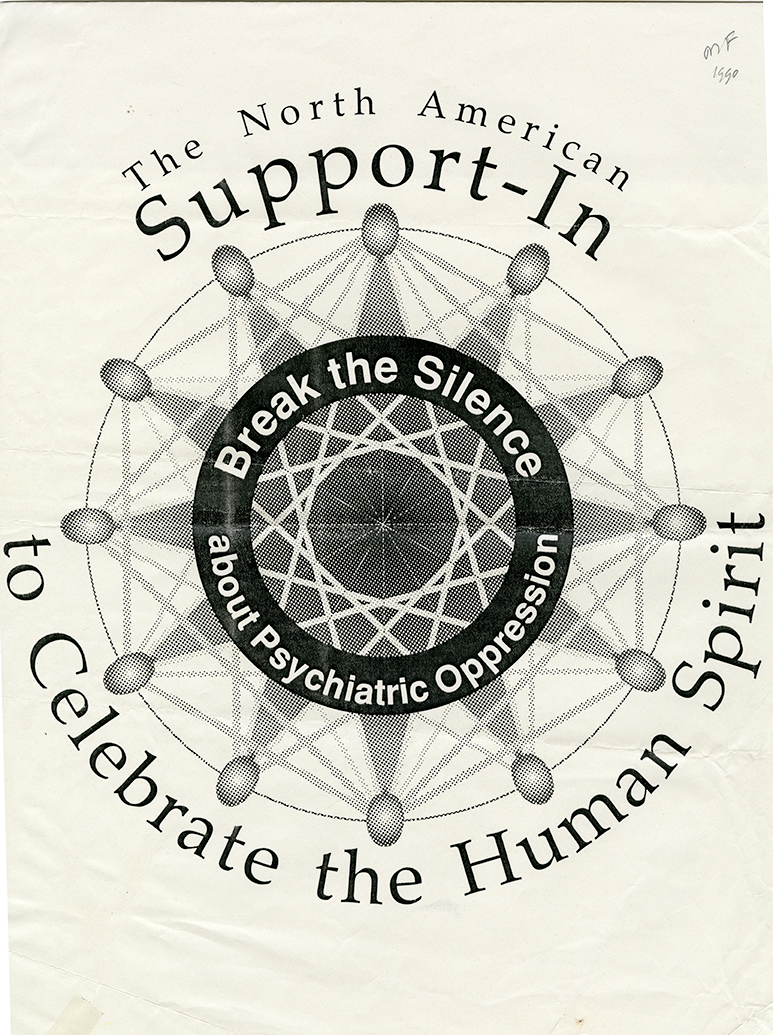 Poster for the North American Support-In to Celebrate the Human Spirit. Small text: "Break the Silence about Psychiatric Oppression"
