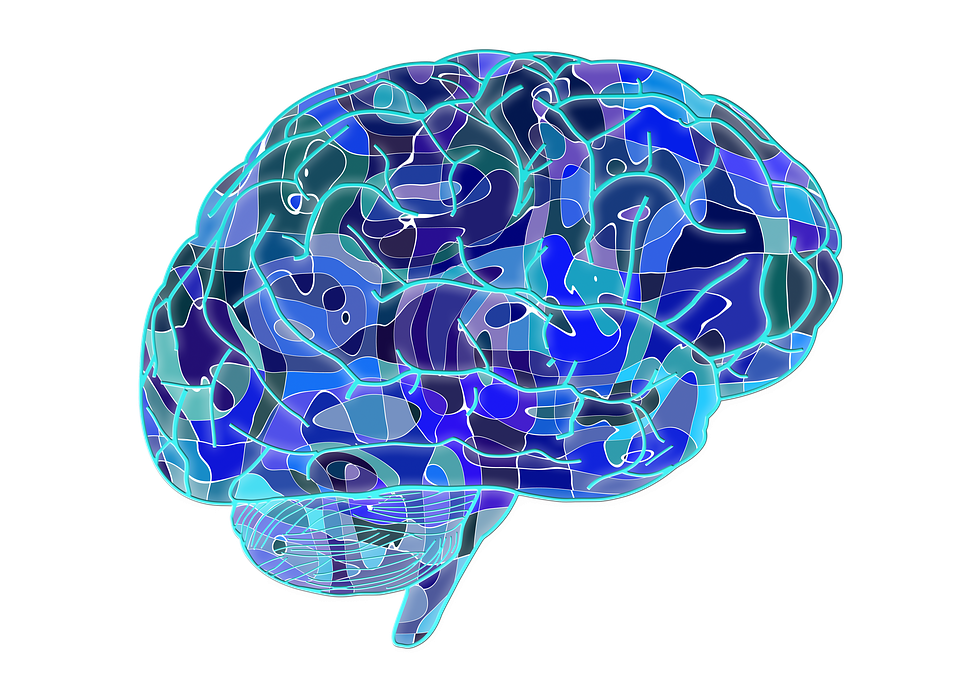 Blue patterned brain art