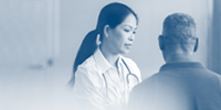 Photo of a healthcare provider talking to a patient