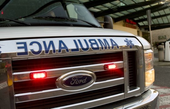 The front grille of an ambulance.