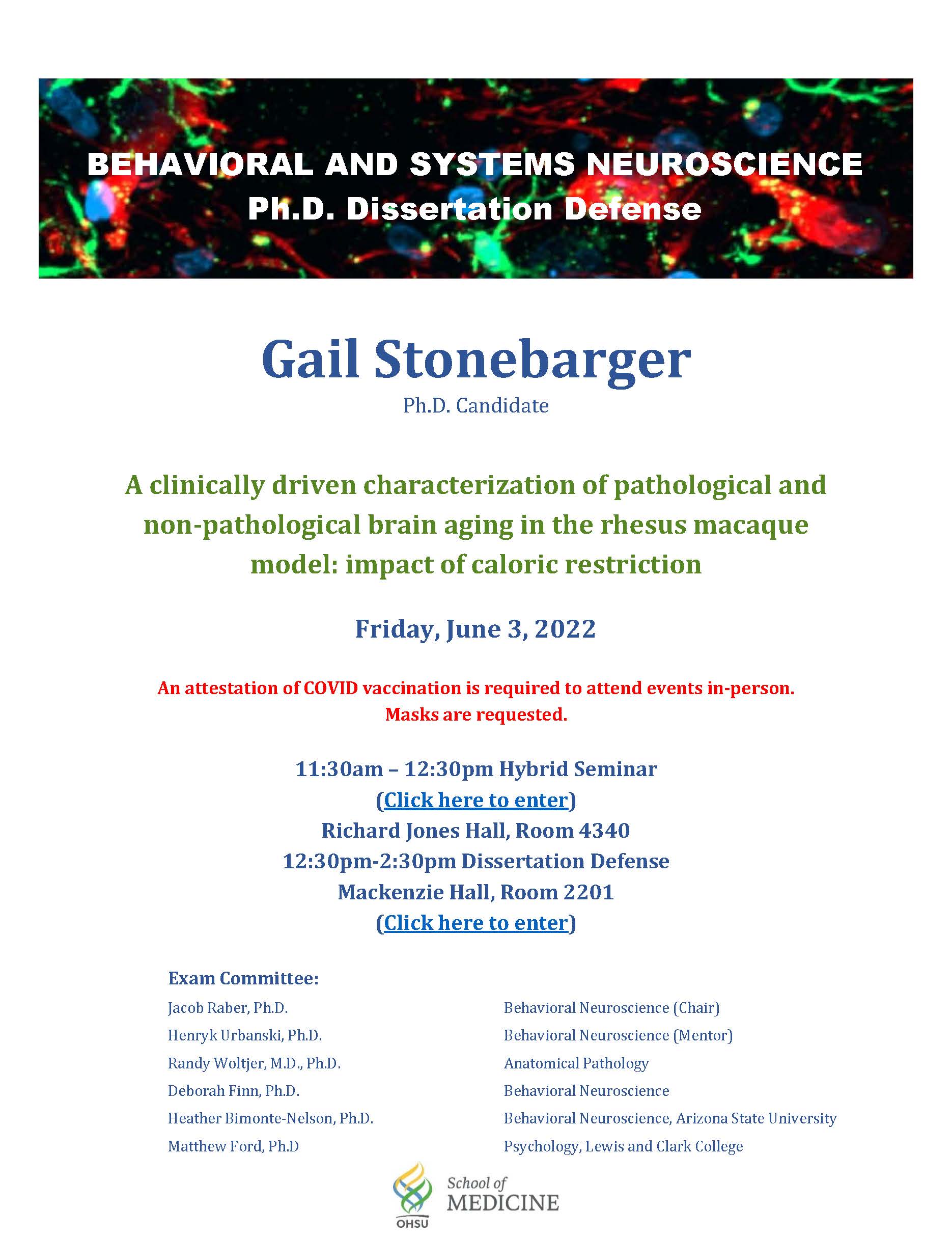 Gail Stonebarger Ph.D. Dissertation Defense Flyer