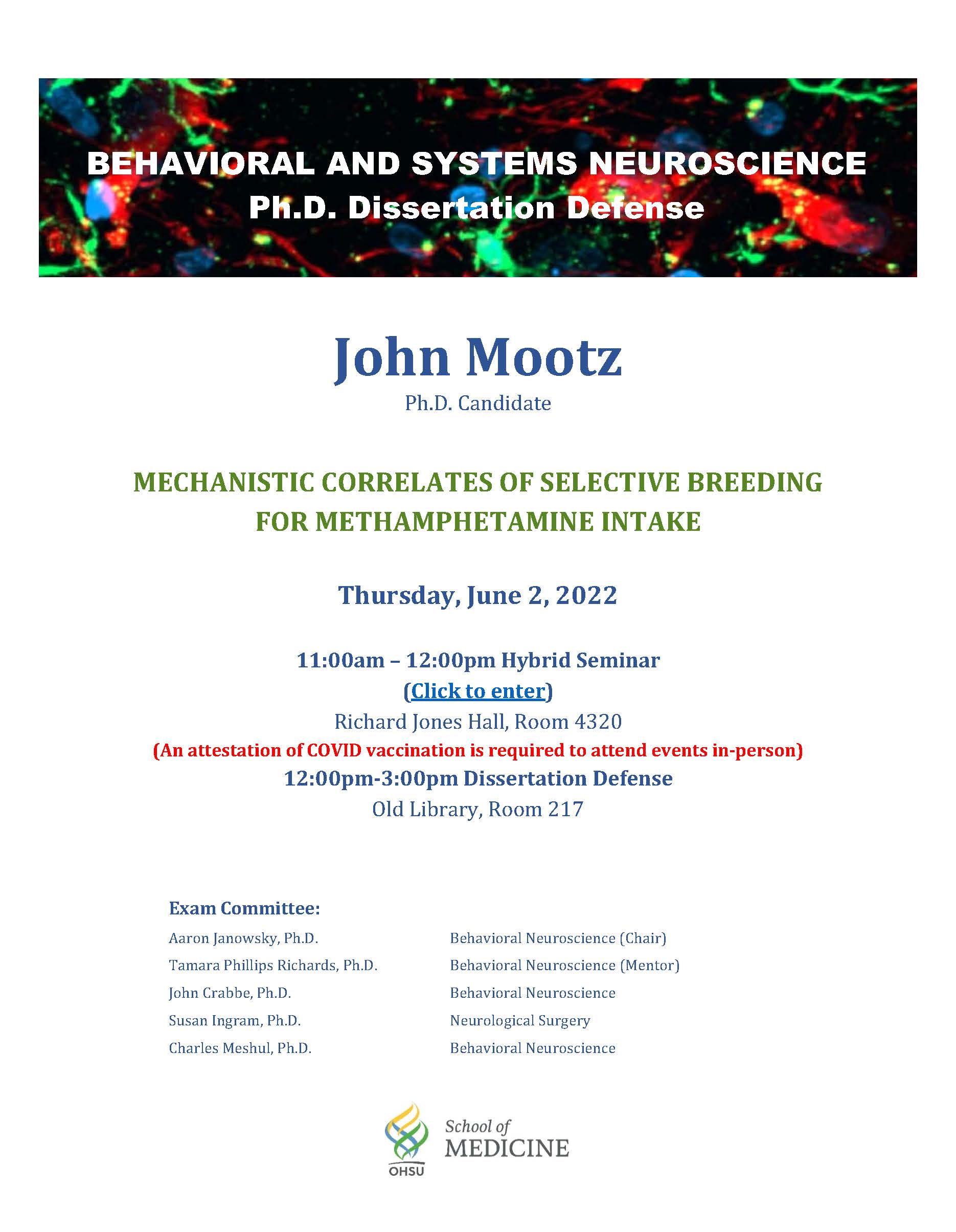 John Mootz Ph.D. Dissertation Defense Flyer