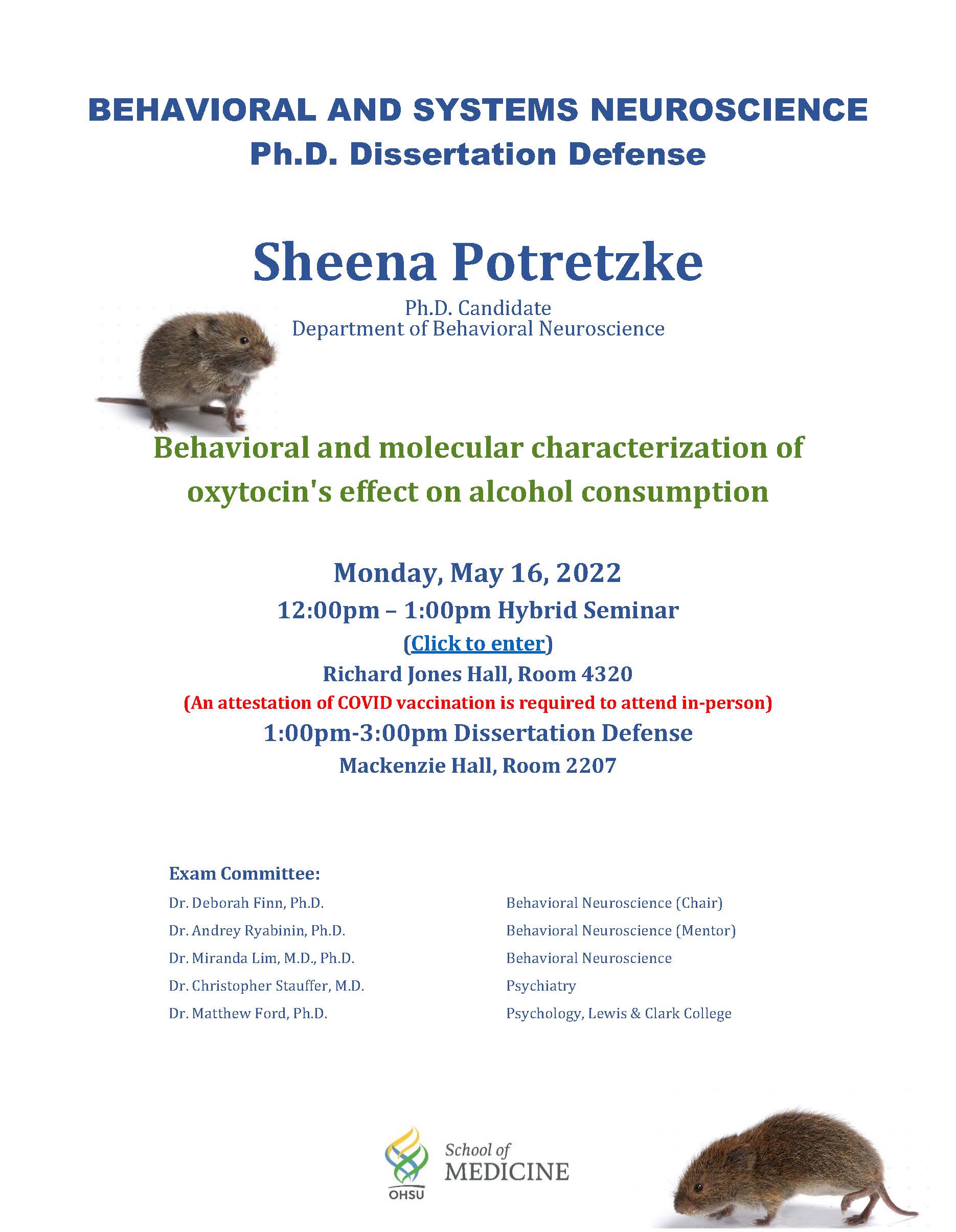 Sheena Potretzke Ph.D. Dissertation Defense Flyer