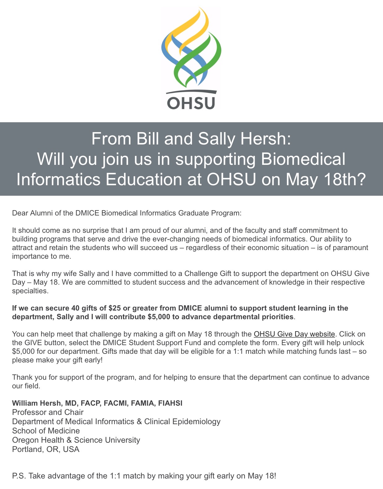 Bill and Sally Hersh Letter
