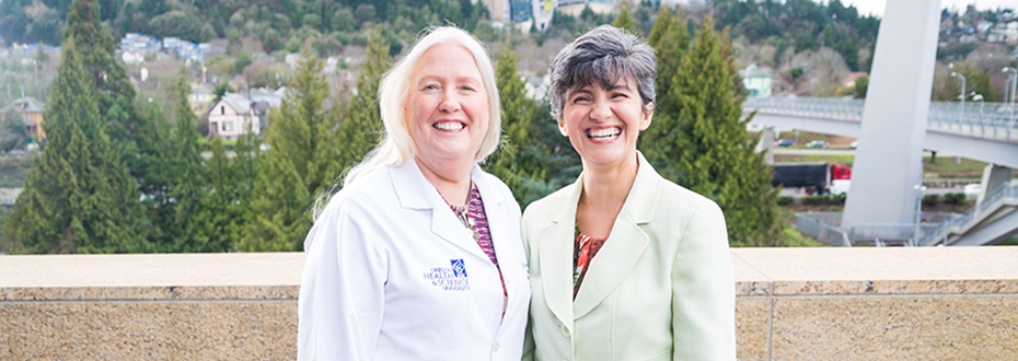 Chris Yedinak (left), D.N.P., and Maria Fleseriu, M.D., are part of a team that takes part in extensive research. Our work has contributed to approval of new medications and a more patient-centered approach.