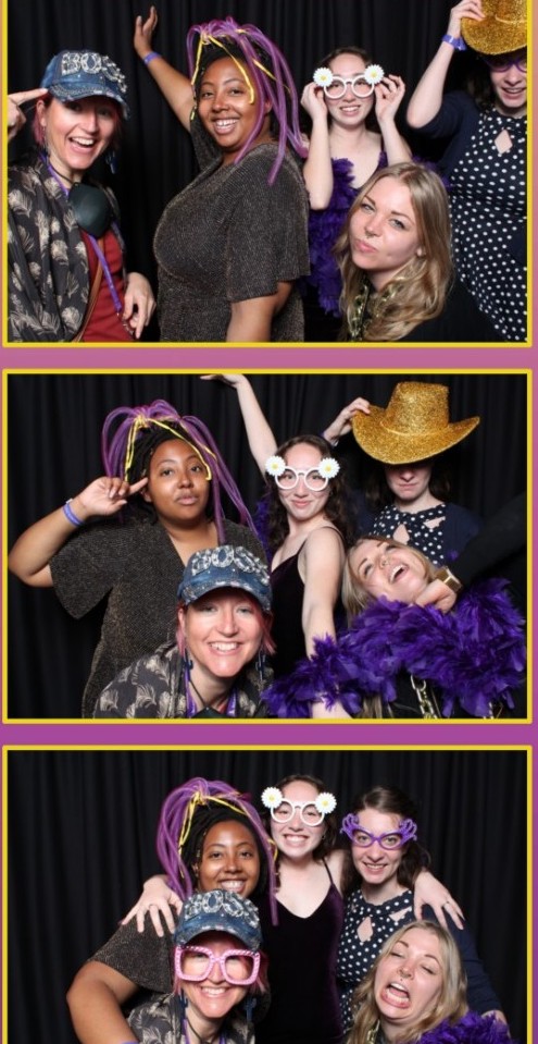 A silly photo booth image of the Rauch Lab members